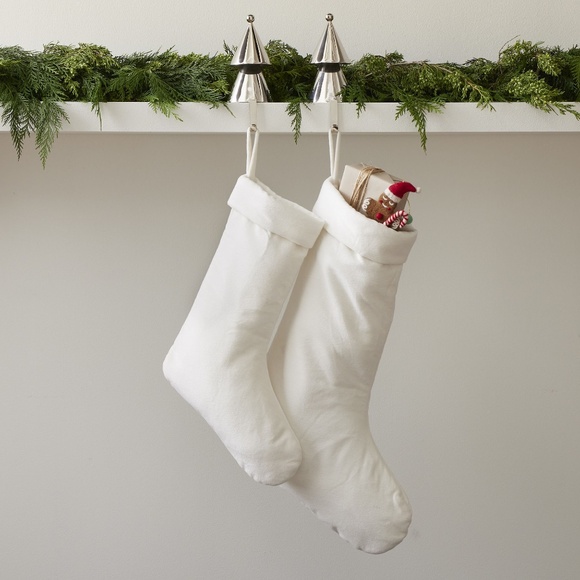 West Elm Large Velvet Stocking - Ivory - Picture 1 of 4